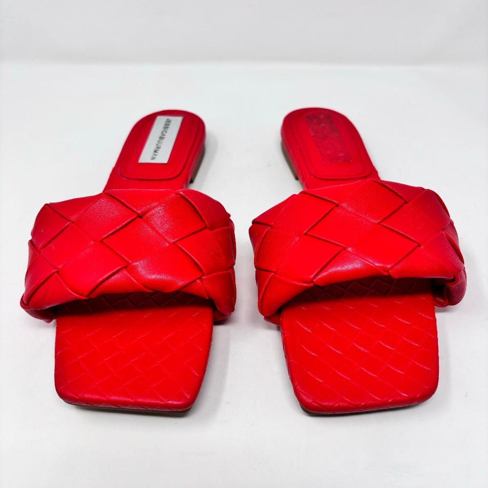 Jessica Buurman Basket Weaved Sandals Slides Red Size 39
